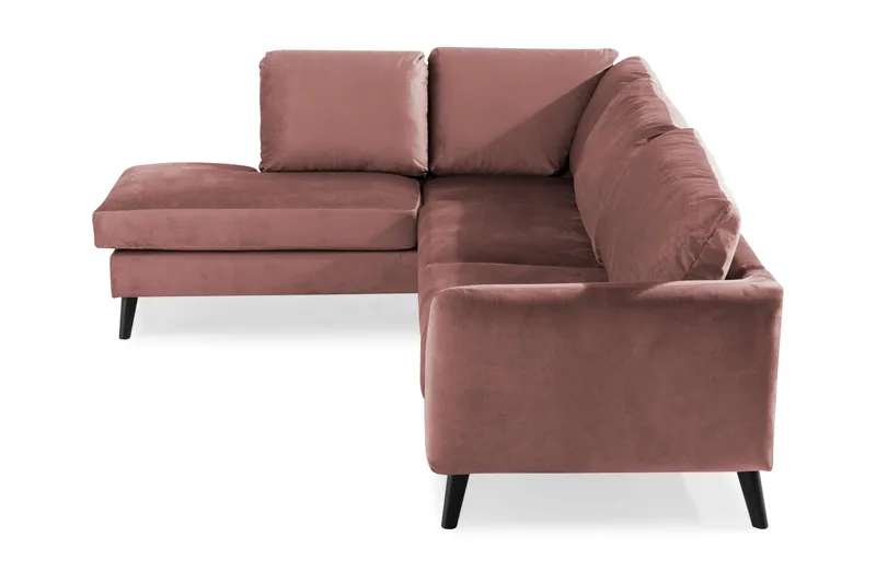 Trend 4-seters Venstrevendt L-formet Sjeselongsofa i Fløyel - Rosa - Møbler - Sofaer - Sofaer med sjeselong - 4 seters sofa med divan