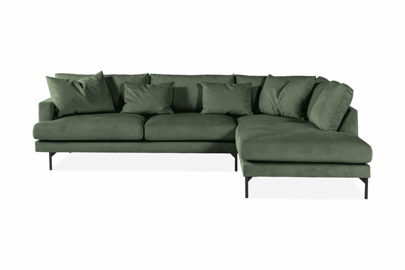 3-seters Sofa med Sjeselong Armunia Høyre - Grønn/Svart - 4 seters sofa med divan - Sofaer med sjeselong
