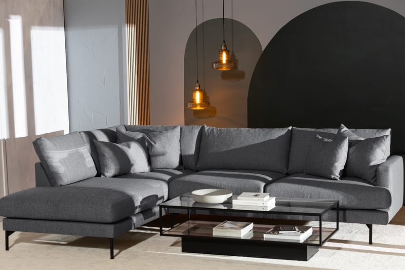 3-seters Sofa med Sjeselong Armunia Venstre - Mørkegrå/Svart - 4 seters sofa med divan - Sofaer med sjeselong