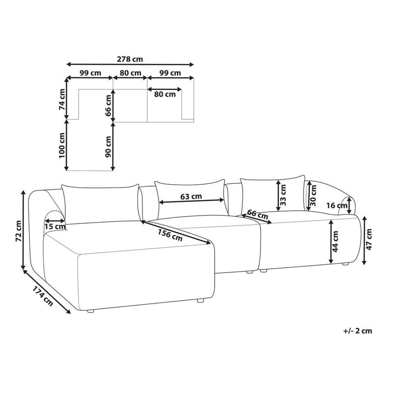 3-seters sofa Svansele - Hvit/Høyrevendt - Møbler - Sofaer - Hjørnesofaer