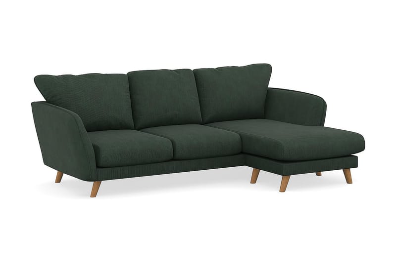 3-seter Divansofa Colt Lyx Høyre - Mørk grønn Kordfløyel - 4 seters sofa med divan - Sofaer med sjeselong