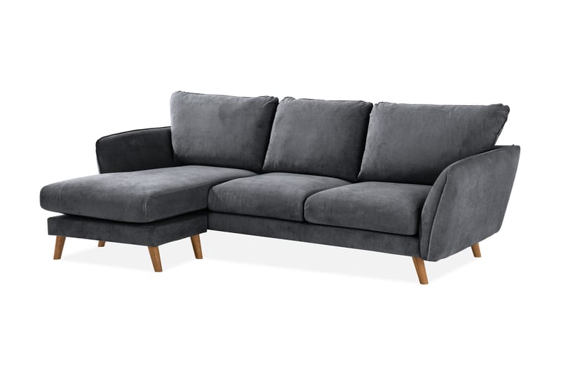 3-seter Divansofa Colt Lyx Venstre - Mørkegrå/Eik - 4 seters sofa med divan - Sofaer med sjeselong
