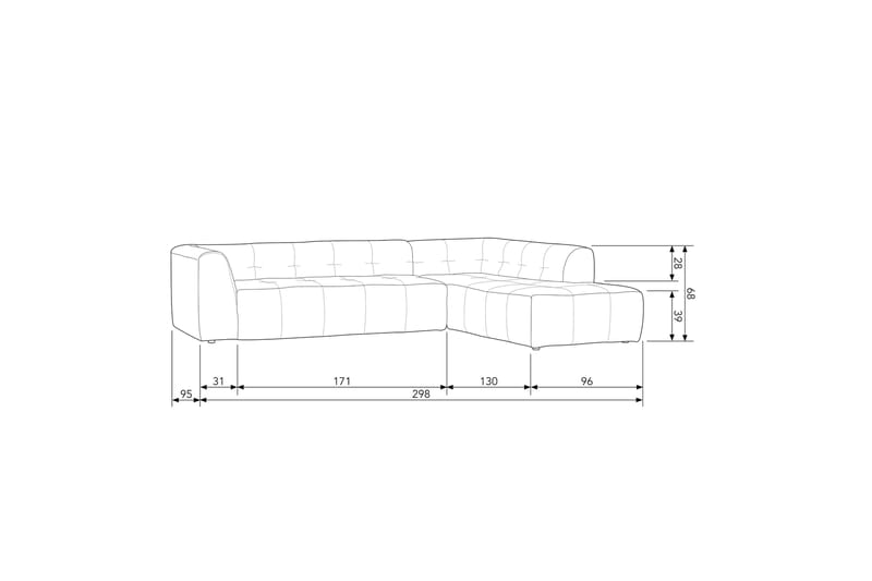 4-seters sofa Oryol Høyre - Sand - 4 seters sofa med divan - Sofaer med sjeselong