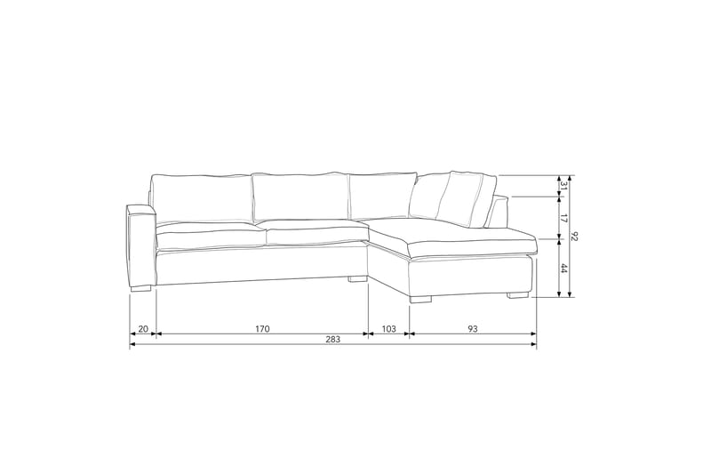 4-seters Sofa Smolensk Høyre - Greige - 4 seters sofa med divan - Sofaer med sjeselong