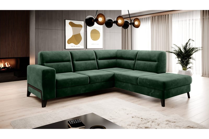 Anglika Sofa m. Sjeselong 4-seters, Grønn