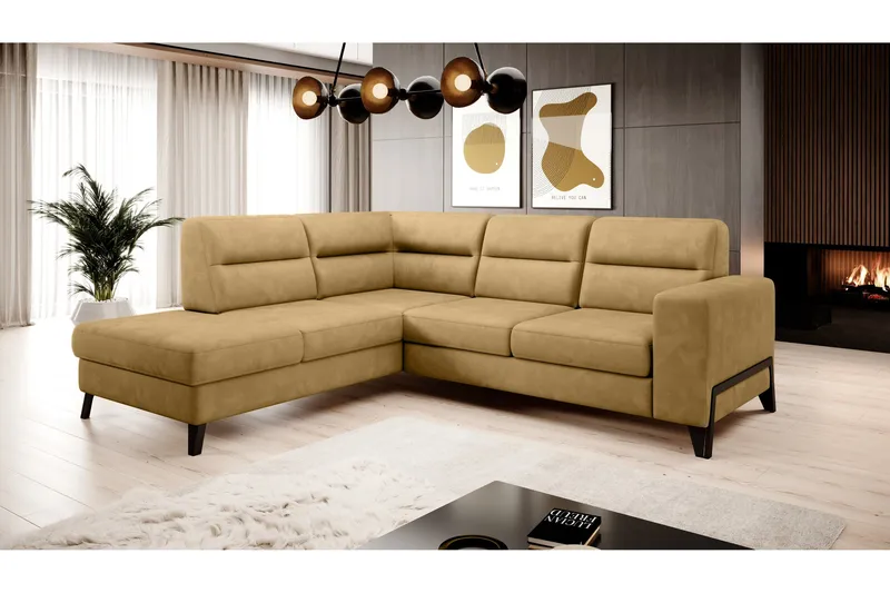 Anglika Sofa m. Sjeselong 4-seters, Gul