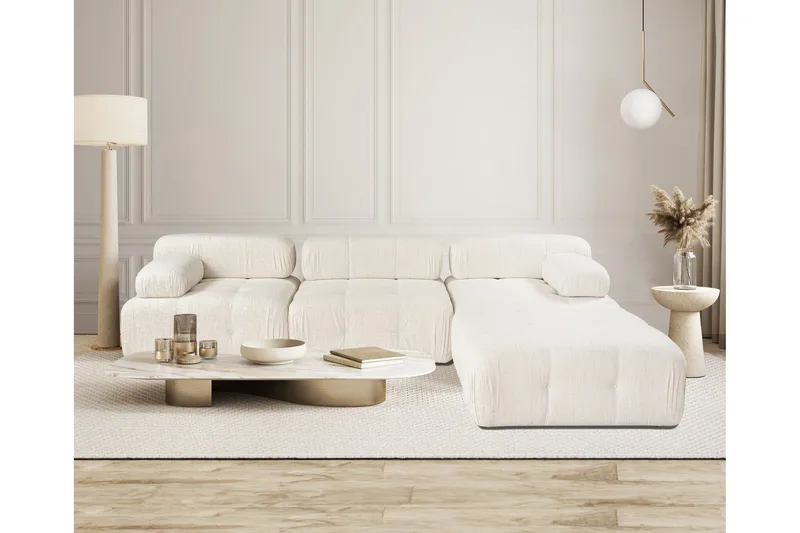 Belgin Boblet Divansofa 3-seters 315 cm bred - Lys / Beige - Møbler - Sofaer - Modulsofaer - Komplett modulsofa