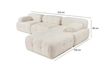 Belgin Boblet Divansofa 3-seters 315 cm bred - Lys / Beige - Møbler - Sofaer - Modulsofaer - Komplett modulsofa