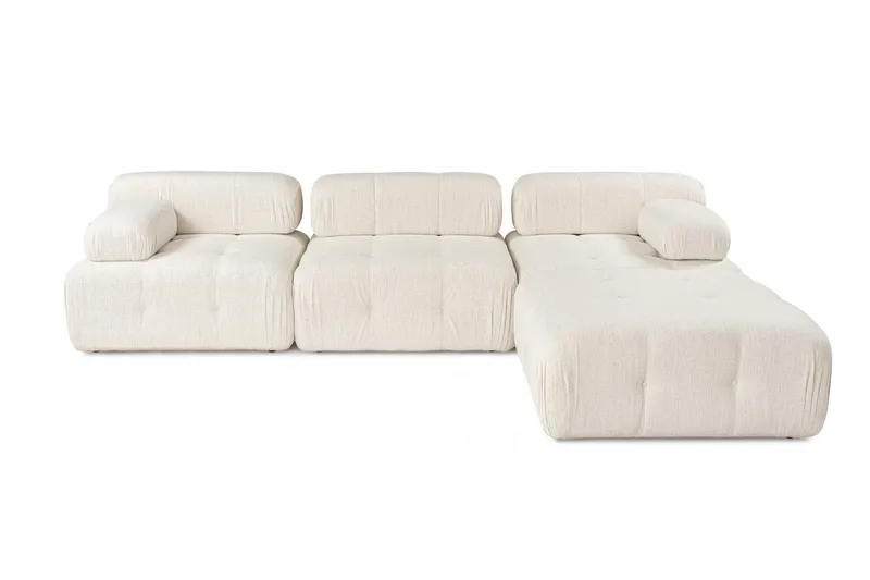 Belgin Boblet Divansofa 3-seters 315 cm bred, Lys / Beige