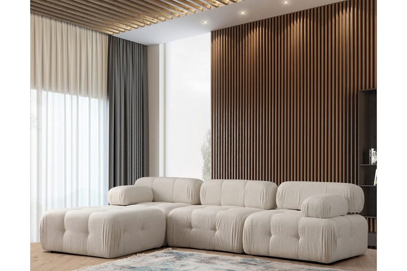 Belgin Boblet Divansofa 3-seters 315 cm bred - Lys / Beige - Møbler - Sofaer - Modulsofaer - Komplett modulsofa