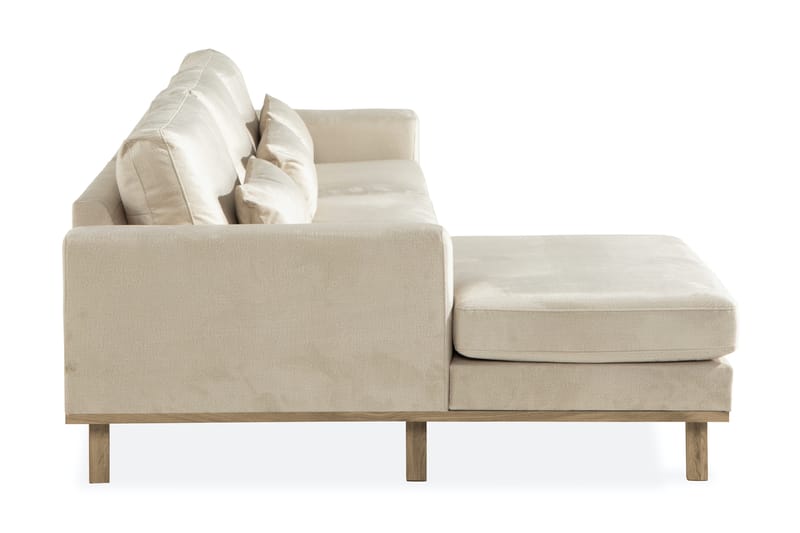 Copenhagen 4-seters Høyrevendt L-formet Divansofa i Fløyel - Beige - Møbler - Sofaer - Sofaer med sjeselong - 4 seters sofa med divan
