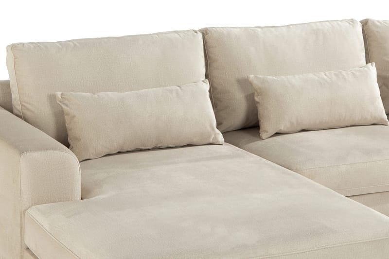 Copenhagen 4-seters Høyrevendt L-formet Divansofa i Fløyel - Beige - Møbler - Sofaer - Sofaer med sjeselong - 4 seters sofa med divan