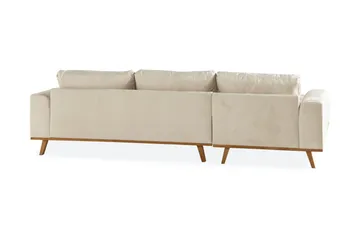 Copenhagen 4-seters Høyrevendt L-formet Divansofa i Fløyel - Beige - Møbler - Sofaer - Sofaer med sjeselong - 4 seters sofa med divan