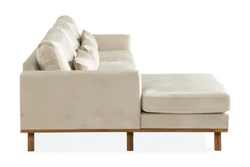 Copenhagen 4-seters Høyrevendt L-formet Divansofa i Fløyel - Beige - Møbler - Sofaer - Sofaer med sjeselong - 4 seters sofa med divan