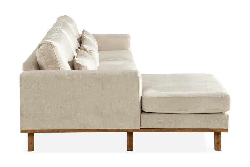 Copenhagen 4-seters Høyrevendt L-formet Divansofa i Fløyel - Beige - Møbler - Sofaer - Sofaer med sjeselong - 4 seters sofa med divan