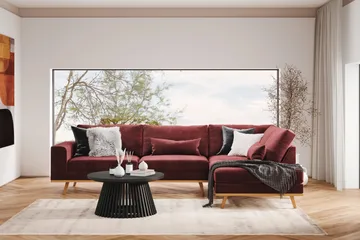 Copenhagen 4-seters Høyrevendt L-formet Divansofa i Fløyel - Lilla - Møbler - Sofaer - Sofaer med sjeselong - 4 seters sofa med divan