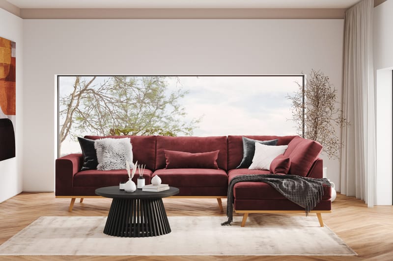 Copenhagen 4-seters Høyrevendt L-formet Divansofa i Fløyel - Lilla - Møbler - Sofaer - Sofaer med sjeselong - 4 seters sofa med divan