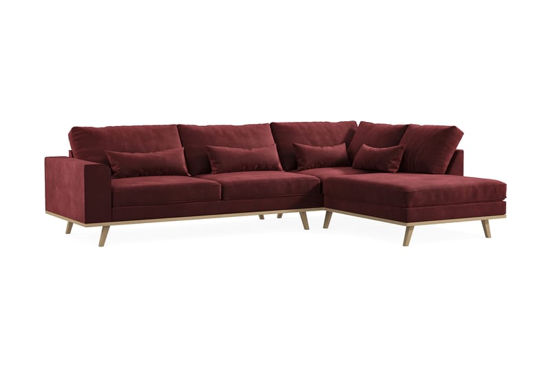 Copenhagen 4-seters Høyrevendt L-formet Divansofa i Fløyel - Lilla - Møbler - Sofaer - Sofaer med sjeselong - 4 seters sofa med divan