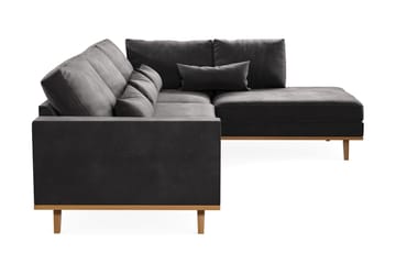 Copenhagen 4-seters Høyrevendt L-formet Divansofa i Fløyel - Mørk grå - Møbler - Sofaer - Sofaer med sjeselong - 4 seters sofa med divan