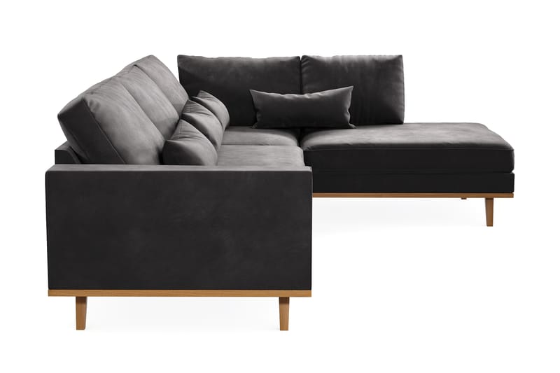 Copenhagen 4-seters Høyrevendt L-formet Divansofa i Fløyel - Mørk grå - Møbler - Sofaer - Sofaer med sjeselong - 4 seters sofa med divan