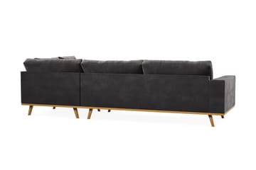 Copenhagen 4-seters Høyrevendt L-formet Divansofa i Fløyel - Mørk grå - Møbler - Sofaer - Sofaer med sjeselong - 4 seters sofa med divan