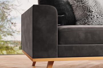 Copenhagen 4-seters Høyrevendt L-formet Divansofa i Fløyel - Mørk grå - Møbler - Sofaer - Sofaer med sjeselong - 4 seters sofa med divan