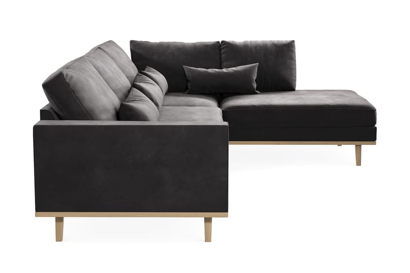 Copenhagen 4-seters Høyrevendt L-formet Divansofa i Fløyel - Mørk grå - Møbler - Sofaer - Sofaer med sjeselong - 4 seters sofa med divan