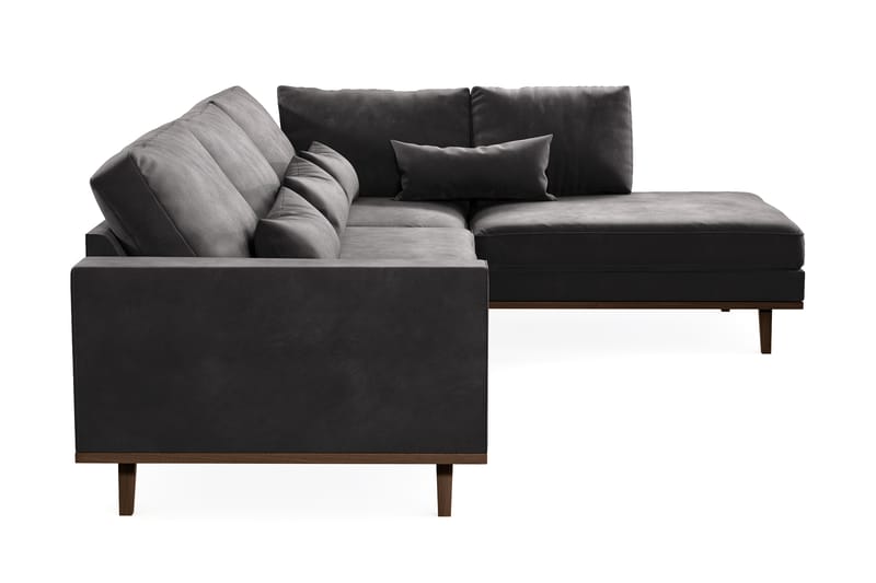 Copenhagen 4-seters Høyrevendt L-formet Divansofa i Fløyel - Mørk grå - Møbler - Sofaer - Sofaer med sjeselong - 4 seters sofa med divan