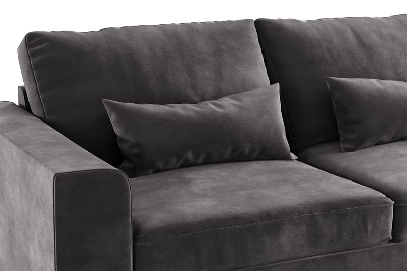 Copenhagen 4-seters Høyrevendt L-formet Divansofa i Fløyel - Mørk grå - Møbler - Sofaer - Sofaer med sjeselong - 4 seters sofa med divan