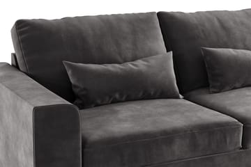 Copenhagen 4-seters Høyrevendt L-formet Divansofa i Fløyel - Mørk grå - Møbler - Sofaer - Sofaer med sjeselong - 4 seters sofa med divan