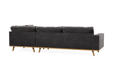 Copenhagen 4-seters Høyrevendt L-formet Divansofa i Fløyel - Mørk grå - Møbler - Sofaer - Sofaer med sjeselong - 4 seters sofa med divan