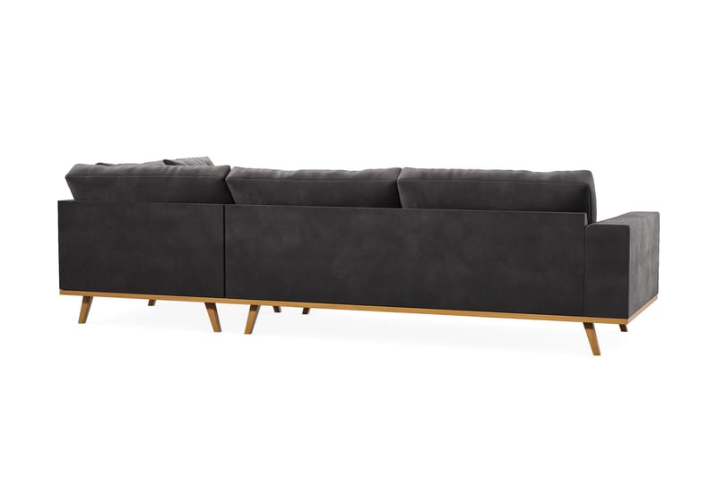 Copenhagen 4-seters Høyrevendt L-formet Divansofa i Fløyel - Mørk grå - Møbler - Sofaer - Sofaer med sjeselong - 4 seters sofa med divan