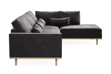 Copenhagen 4-seters Høyrevendt L-formet Divansofa i Fløyel - Mørk grå - Møbler - Sofaer - Sofaer med sjeselong - 4 seters sofa med divan