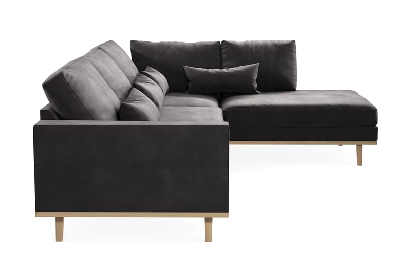 Copenhagen 4-seters Høyrevendt L-formet Divansofa i Fløyel - Mørk grå - Møbler - Sofaer - Sofaer med sjeselong - 4 seters sofa med divan
