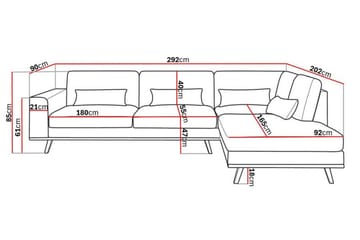 Copenhagen 4-seters Høyrevendt L-formet Divansofa i Kunstlær - Brun - Møbler - Sofaer - Sofaer med sjeselong - 4 seters sofa med divan