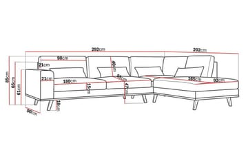 Copenhagen 4-seters Høyrevendt L-formet Divansofa i Kunstlær - Brun - Møbler - Sofaer - Sofaer med sjeselong - 4 seters sofa med divan