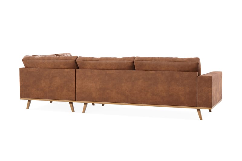 Copenhagen 4-seters Høyrevendt L-formet Divansofa i Kunstlær - Brun - Møbler - Sofaer - Sofaer med sjeselong - 4 seters sofa med divan