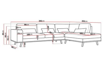 Copenhagen 4-seters Høyrevendt L-formet Divansofa i Kunstlær - Brun - Møbler - Sofaer - Sofaer med sjeselong - 4 seters sofa med divan