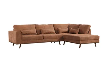 Copenhagen 4-seters Høyrevendt L-formet Divansofa i Kunstlær - Brun - Møbler - Sofaer - Sofaer med sjeselong - 4 seters sofa med divan