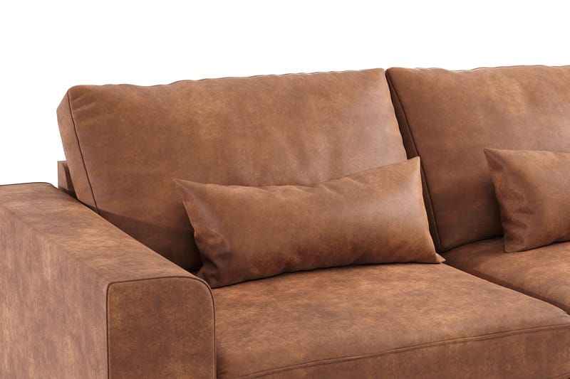 Copenhagen 4-seters Høyrevendt L-formet Divansofa i Kunstlær - Brun - Møbler - Sofaer - Sofaer med sjeselong - 4 seters sofa med divan