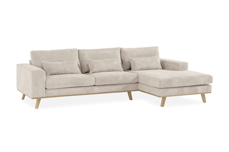 Copenhagen 4-seters Høyrevendt L-formet Divansofa i Manchester - Beige - Møbler - Sofaer - Sofaer med sjeselong - 4 seters sofa med divan