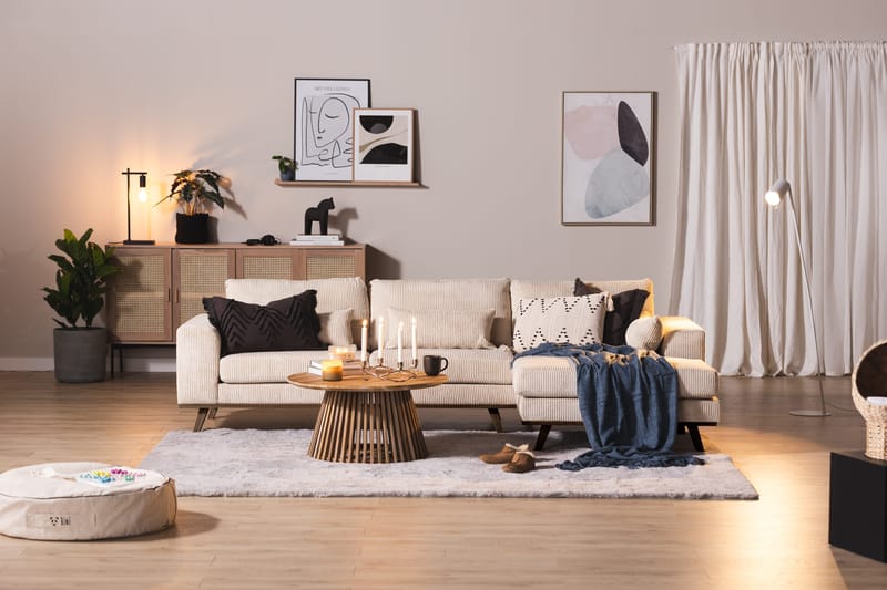 Copenhagen 4-seters Høyrevendt L-formet Divansofa i Manchester - Beige - Møbler - Sofaer - Sofaer med sjeselong - 4 seters sofa med divan