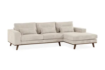 Copenhagen 4-seters Høyrevendt L-formet Divansofa i Manchester - Beige - Møbler - Sofaer - Sofaer med sjeselong - 4 seters sofa med divan