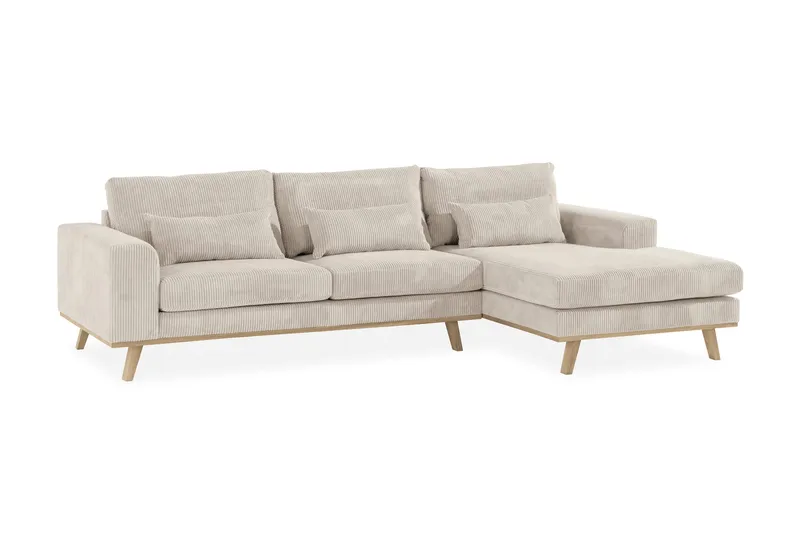Copenhagen 4-seters Høyrevendt L-formet Divansofa i Manchester - Beige - Møbler - Sofaer - Sofaer med sjeselong - 4 seters sofa med divan