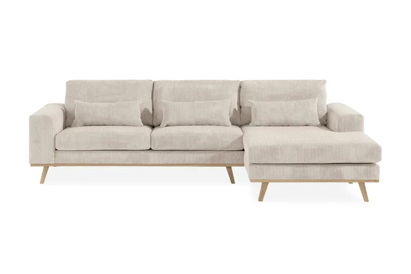 Copenhagen 4-seters Høyrevendt L-formet Divansofa i Manchester - Beige - Møbler - Sofaer - Sofaer med sjeselong - 4 seters sofa med divan