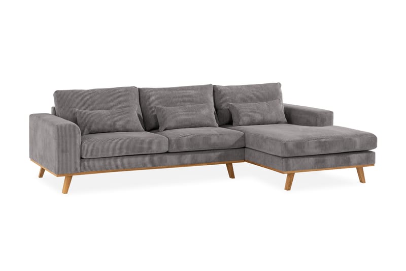 Copenhagen 4-seters Høyrevendt L-formet Divansofa i Manchester - Mørk grå - Møbler - Sofaer - Sofaer med sjeselong - 4 seters sofa med divan