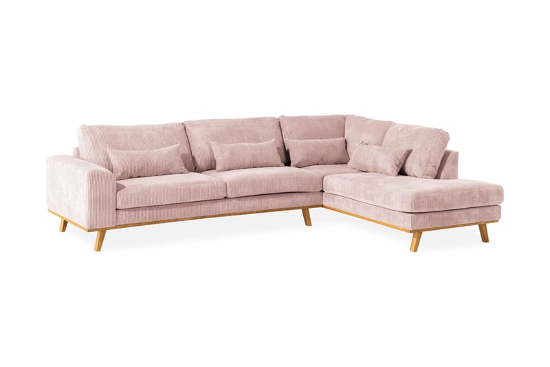 Copenhagen 4-seters Høyrevendt L-formet Divansofa i Manchester - Rosa - Møbler - Sofaer - Sofaer med sjeselong - 4 seters sofa med divan