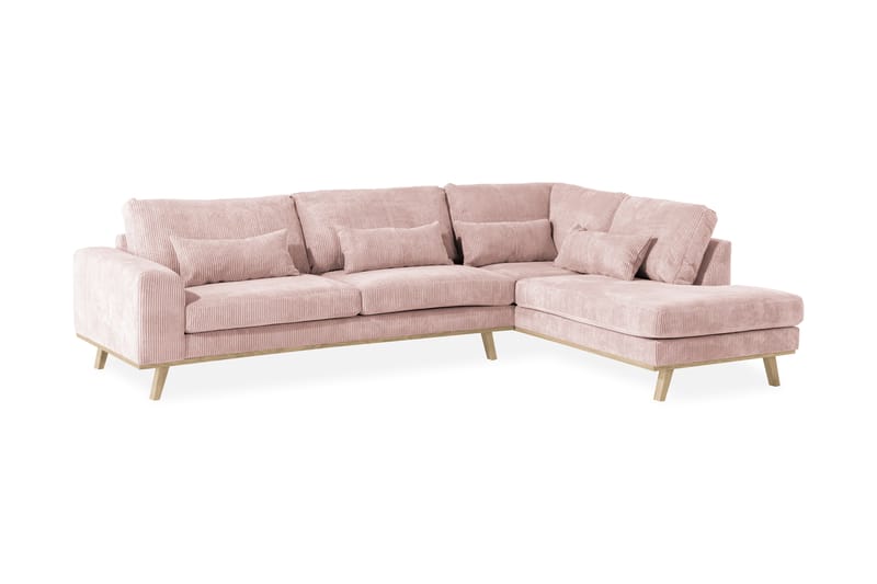 Copenhagen 4-seters Høyrevendt L-formet Divansofa i Manchester - Rosa - Møbler - Sofaer - Sofaer med sjeselong - 4 seters sofa med divan