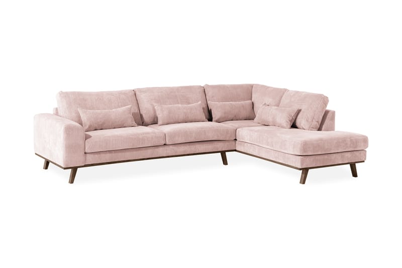 Copenhagen 4-seters Høyrevendt L-formet Divansofa i Manchester - Rosa - Møbler - Sofaer - Sofaer med sjeselong - 4 seters sofa med divan