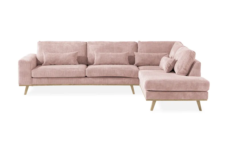 Copenhagen 4-seters Høyrevendt L-formet Divansofa i Manchester - Rosa - Møbler - Sofaer - Sofaer med sjeselong - 4 seters sofa med divan